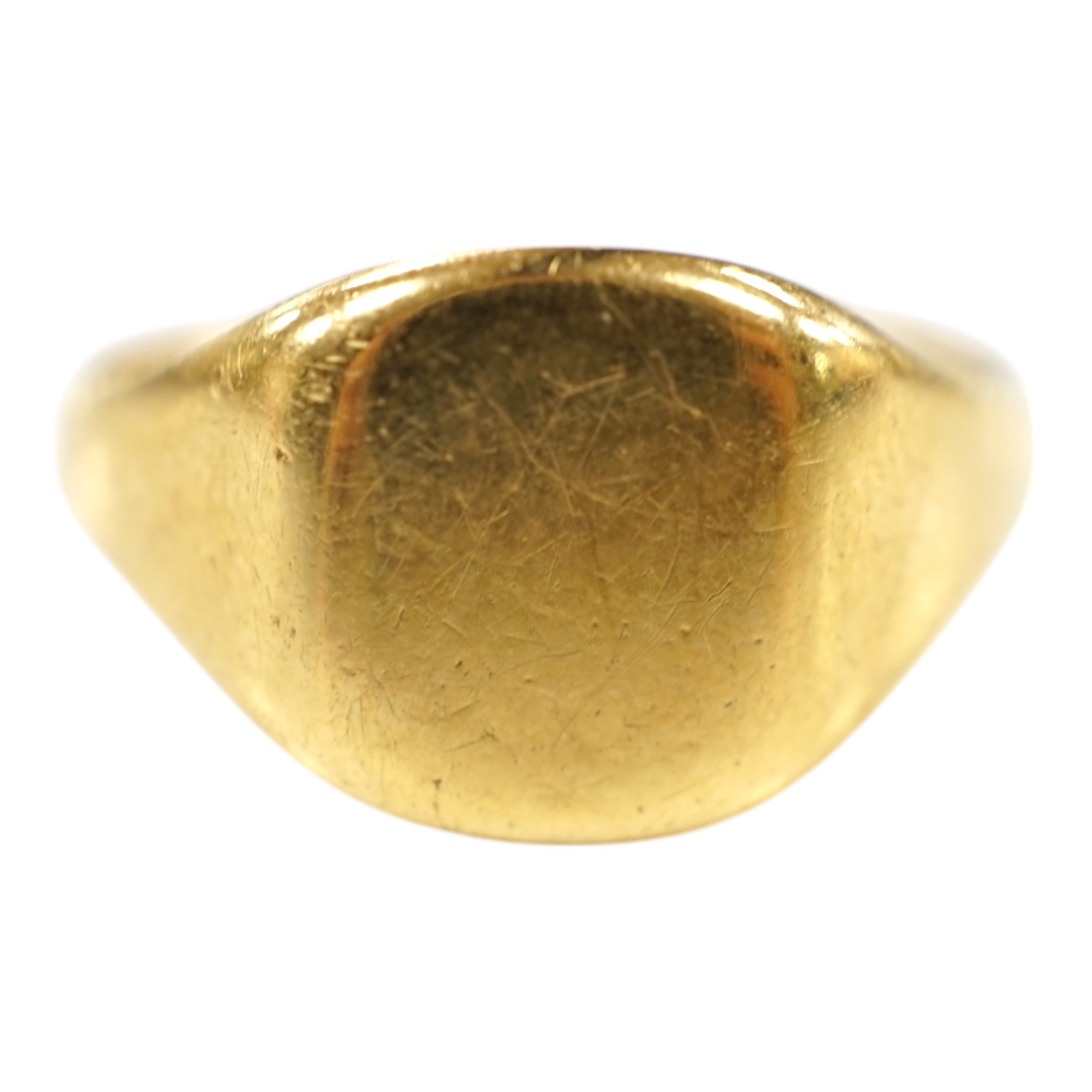 A modern 18ct gold signet ring, size W, 7.5 grams. Condition - fair